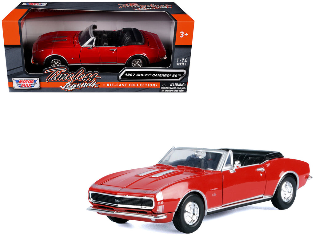 1967 Chevrolet Camaro SS Convertible Burgundy 1/24 Diecast Model Car by Motormax-4