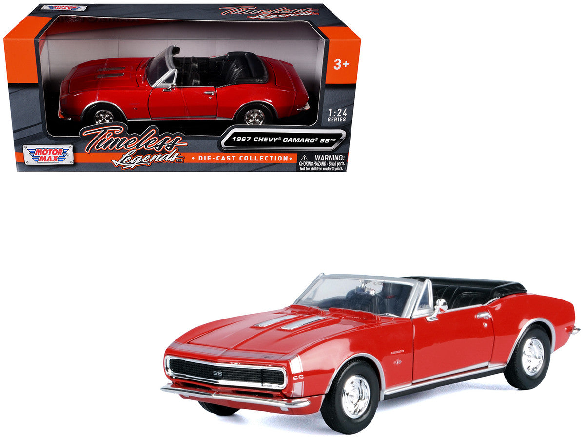 1967 Chevrolet Camaro SS Convertible Burgundy 1/24 Diecast Model Car by Motormax-4