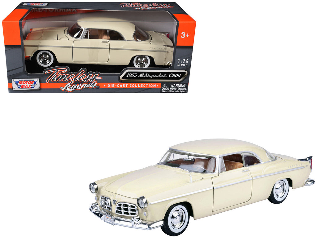 1955 Chrysler C300 Cream "Timeless Legends" Series 1/24 Diecast Model Car by Motormax-4