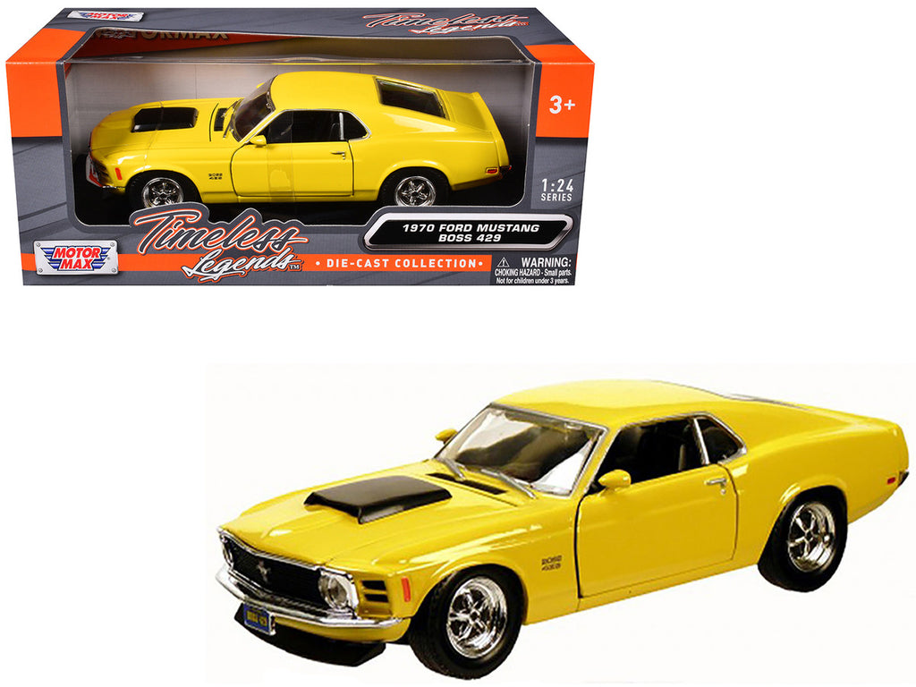 1970 Ford Mustang Boss 429 Yellow 1/24 Diecast Model Car by Motormax-0