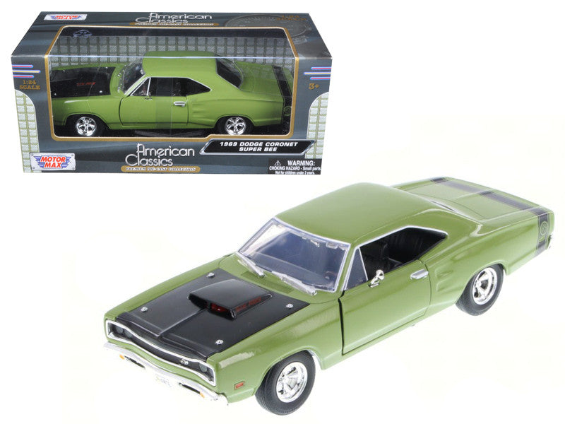 1969 Dodge Coronet Super Bee Green 1/24 Diecast Model Car by Motormax-0