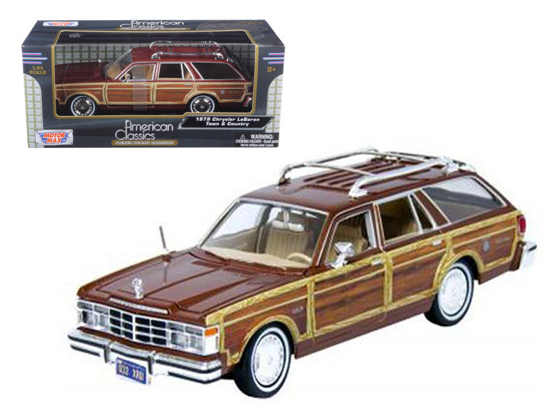 1979 Chrysler Lebaron Town and Country Burgundy 1/24 Diecast Model Car by Motormax-0