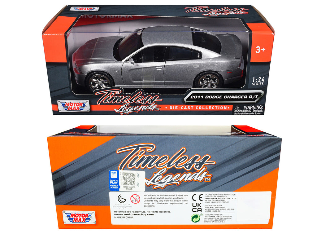 2011 Dodge Charger R/T Hemi Silver 1/24 Diecast Model Car by Motormax-2