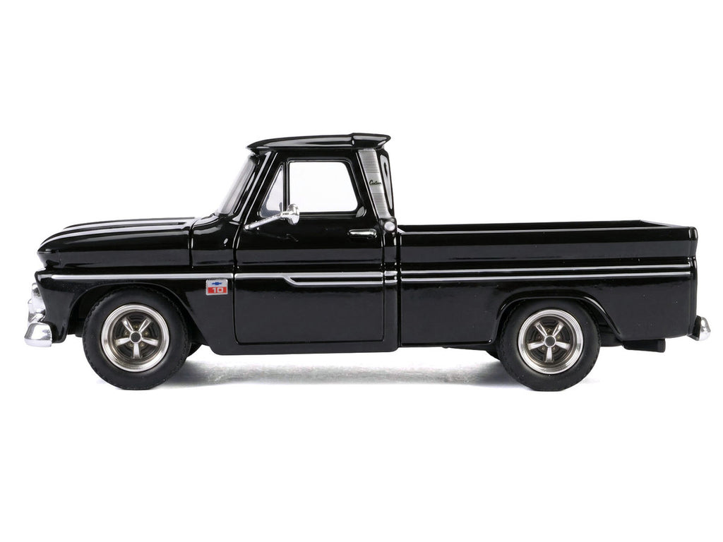 1966 Chevrolet C10 Fleetside Pickup Truck Black "Maxx Design" "Timeless Legends" Series 1/24 Diecast Model Car by Motormax-2