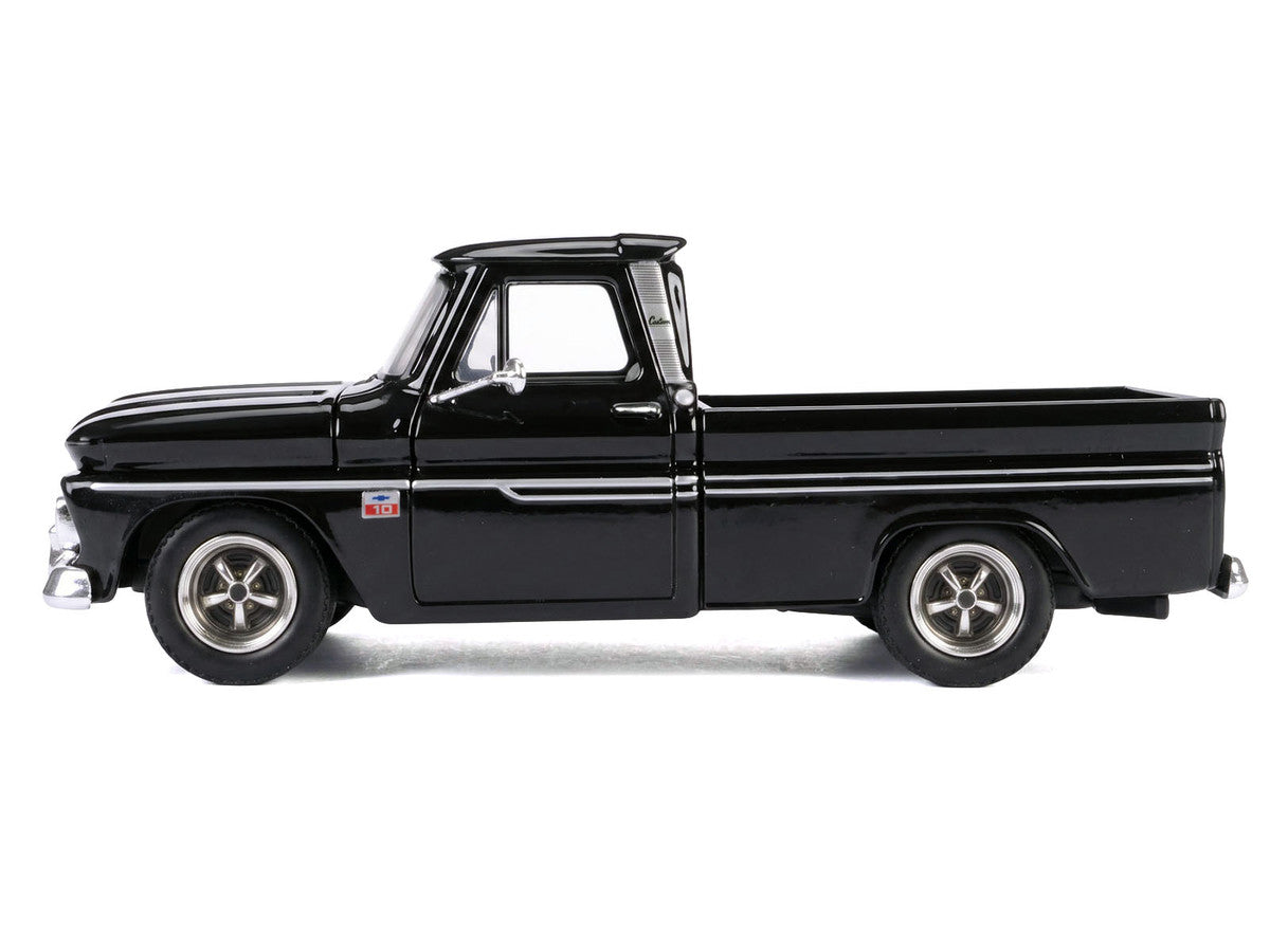 1966 Chevrolet C10 Fleetside Pickup Truck Black "Maxx Design" "Timeless Legends" Series 1/24 Diecast Model Car by Motormax-2