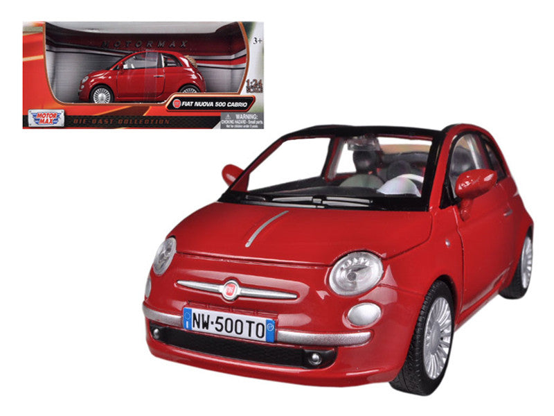 Fiat 500 Nuova Cabrio Red 1/24 Diecast Model Car by Motormax-0