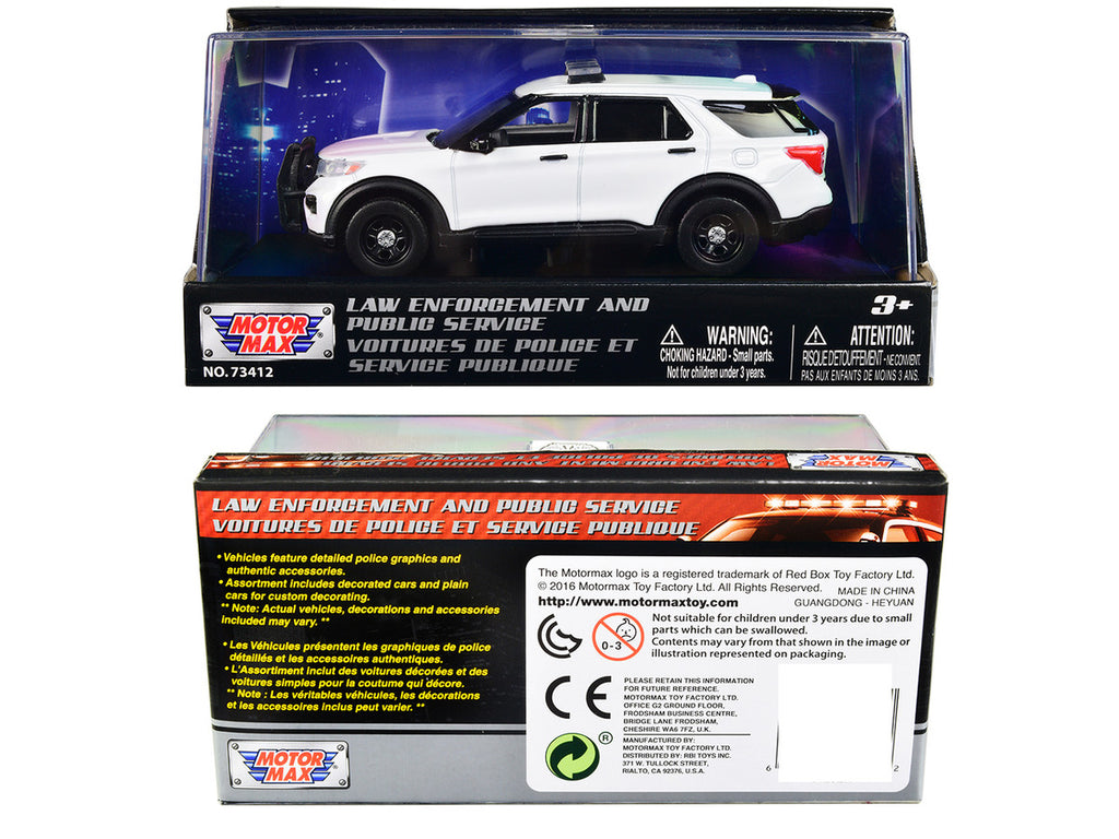 2022 Ford Police Interceptor Utility Plain White "Law Enforcement and Public Service" Series 1/43 Diecast Model Car by Motormax-2