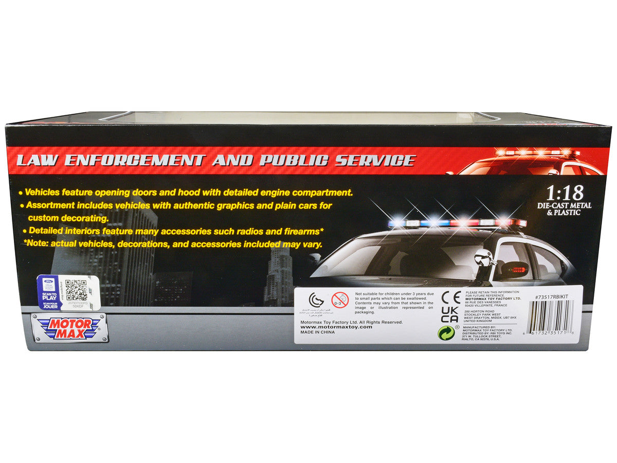 2001 Ford Crown Victoria Police Car Unmarked White "Custom Builder's Kit" Series 1/18 Diecast Model Car by Motormax-1