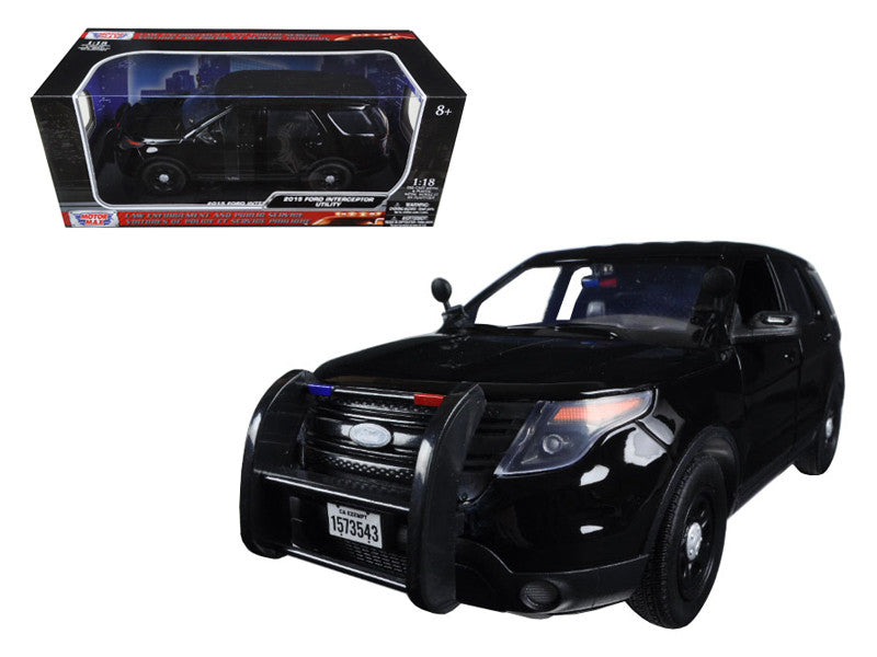 2015 Ford Police Interceptor Utility Special Service Plain Black 1/18 Diecast Model Car by Motormax-0