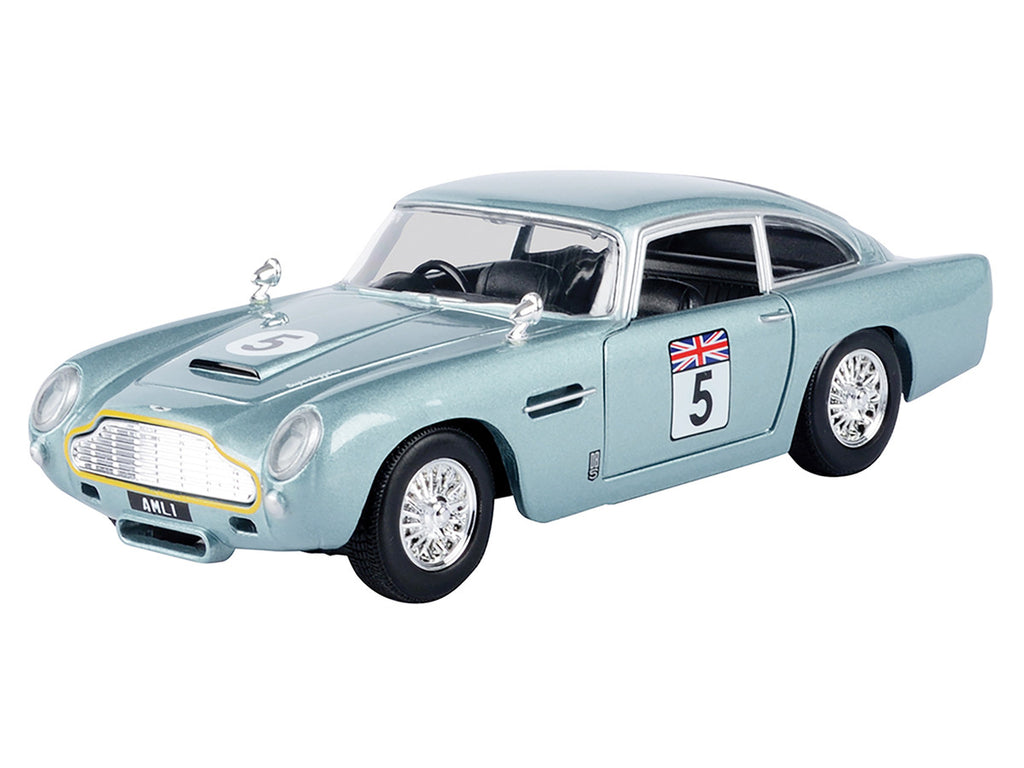 Aston Martin DB5 RHD (Right Hand Drive) #5 Light Blue Metallic "GT Racing" Series 1/24 Diecast Model Car by Motormax-0