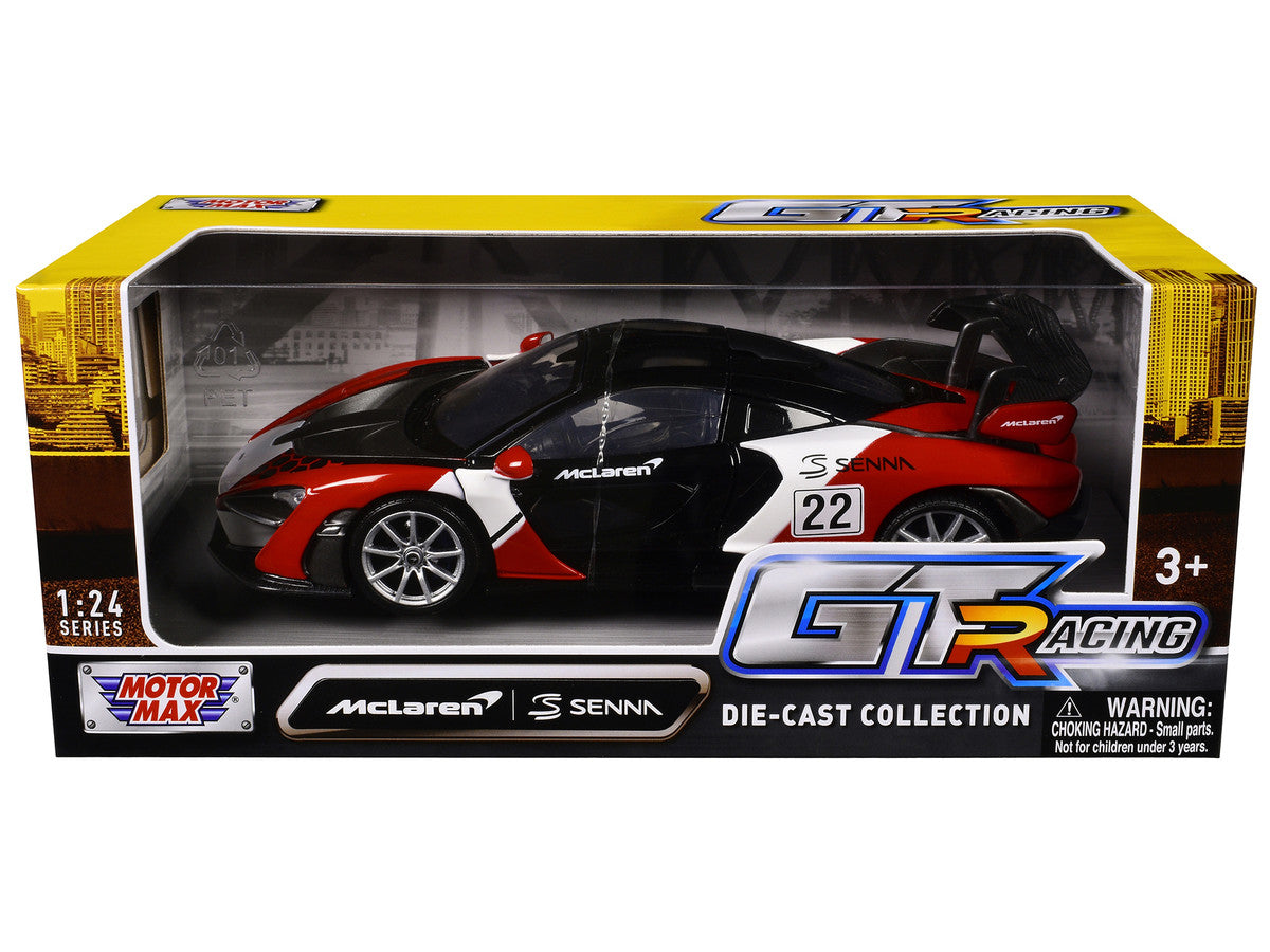 McLaren Senna #22 Black with Red and White Graphics "GT Racing" Series 1/24 Diecast Model Car by Motormax-1