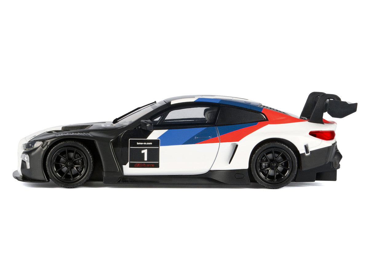 BMW M4 GT3 #1 White with Black Blue and Red Graphics "GT Racing" Series 1/24 Diecast Model Car by Motormax-3