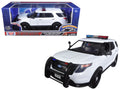 2015 Ford Police Interceptor Utility White with Flashing Light Bar and Front and Rear Lights and 2 Sounds 1/18 Diecast Model Car by Motormax-0