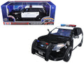 2015 Ford Police Interceptor Utility Black and White with Flashing Light Bar and Front and Rear Lights and 2 Sounds 1/18 Diecast Model Car by Motormax-0