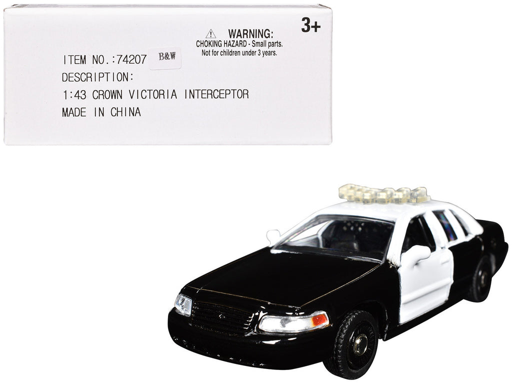 Ford Crown Victoria Police Interceptor Black and White 1/43 Diecast Model Car by Motormax-0