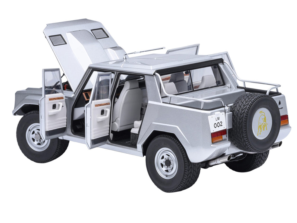 Lamborghini LM002 Argento Silver Metallic with White Interior 1/18 Model Car by Autoart-0