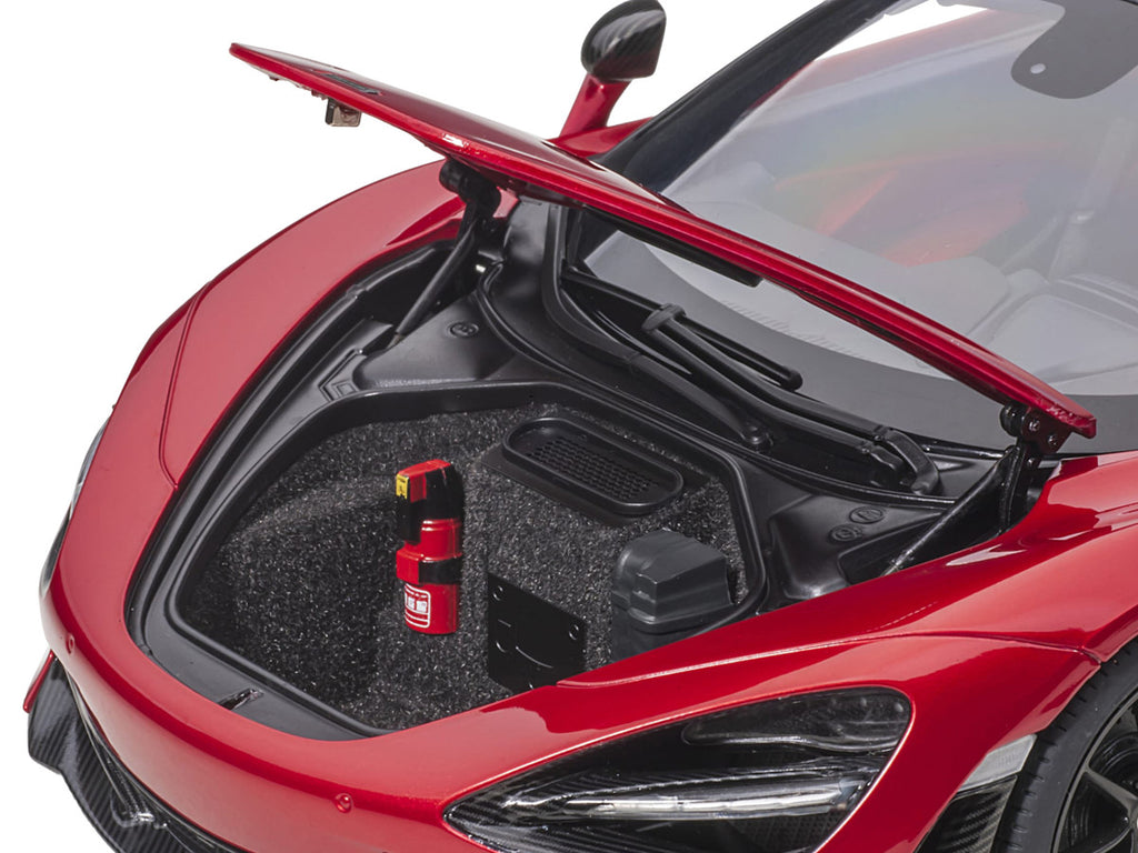 Mclaren 720S Memphis Red Metallic with Black Top and Carbon Accents 1/18 Model Car by Autoart-3