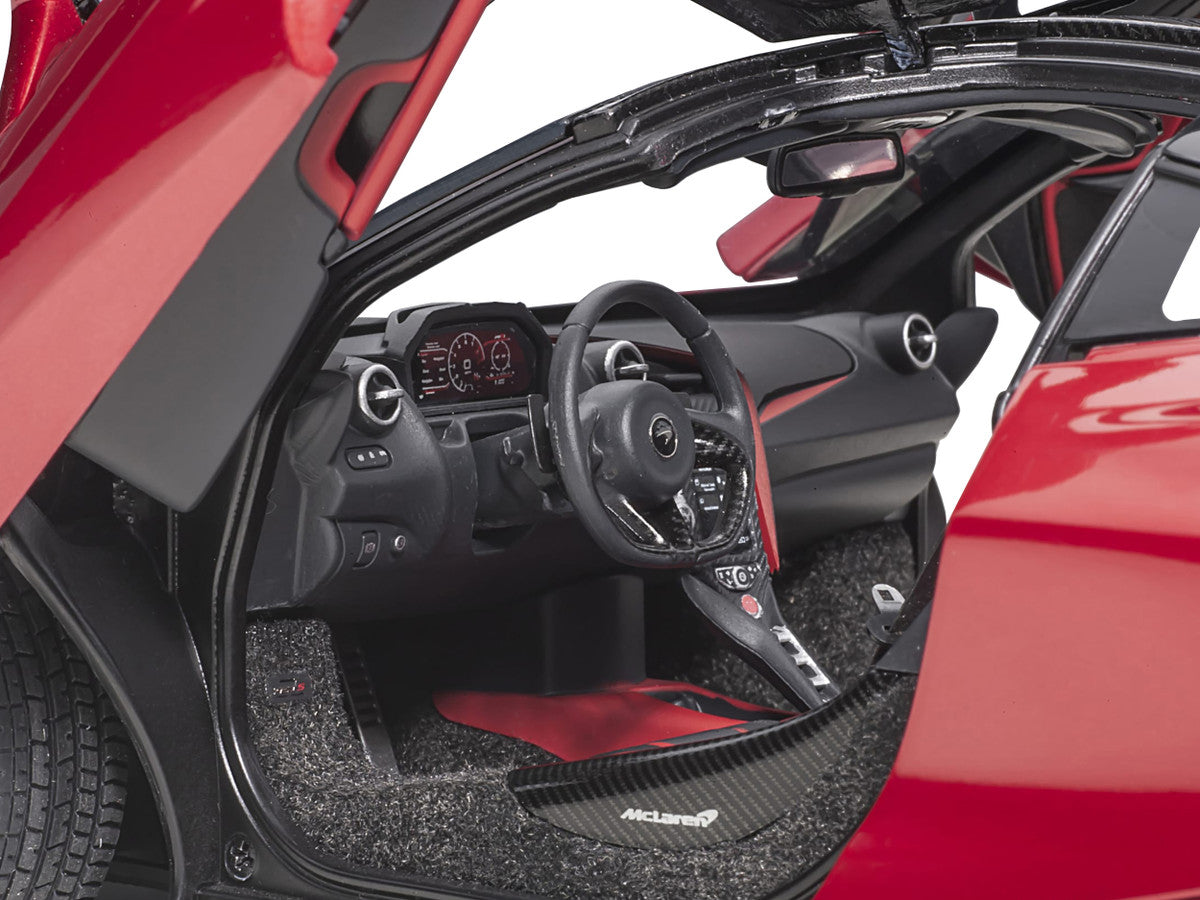 Mclaren 720S Memphis Red Metallic with Black Top and Carbon Accents 1/18 Model Car by Autoart-2