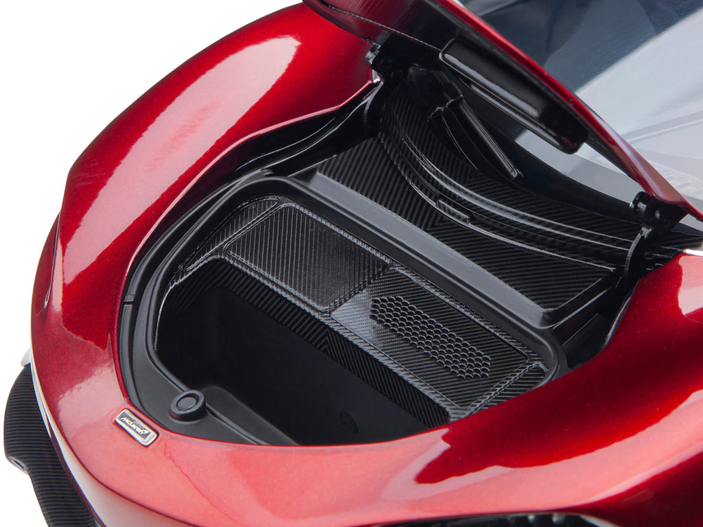 McLaren Speedtail Volcano Red Metallic with Black Top and Suitcase Accessories 1/18 Model Car by Autoart-2