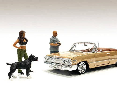 "Lowriderz" Figurine IV and a Dog for 1/18 Scale Models by American Diorama-1