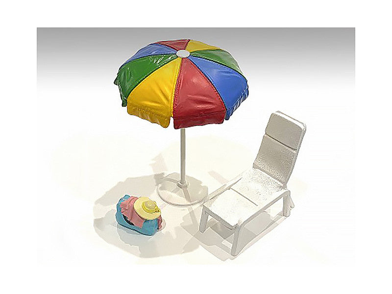 "Beach Girls" Accessories (Beach Chair and Beach Umbrella and Duffle Bag) for 1/18 Scale Models by American Diorama-2
