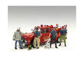 "Firefighters" 6 piece Figure Set (4 Males 1 Dog 1 Accessory) for 1/18 Scale Models by American Diorama-0