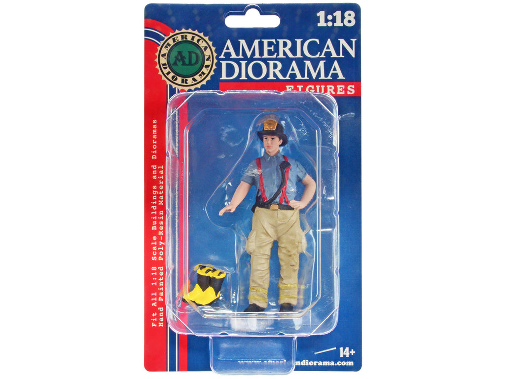 "Firefighters" Getting Ready Figure with Boots Accessory for 1/18 Scale Models by American Diorama-3