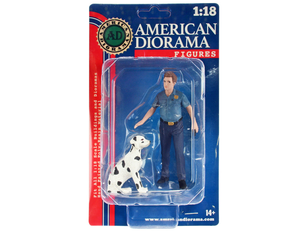 "Firefighters" Fire Dog Training Figures (Trainer and Dog) for 1/18 Scale Models by American Diorama-3