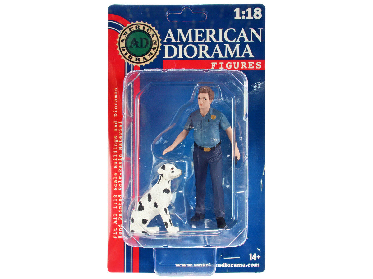 "Firefighters" Fire Dog Training Figures (Trainer and Dog) for 1/18 Scale Models by American Diorama-3
