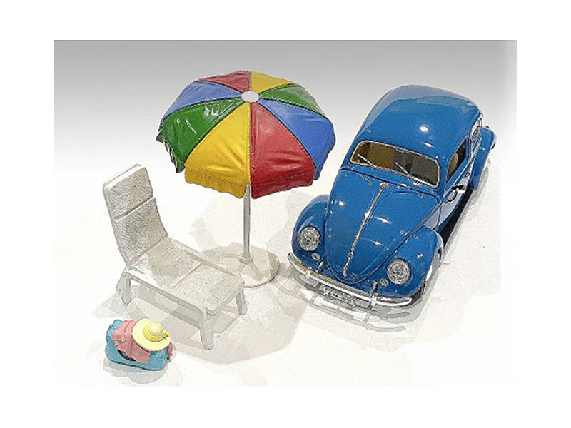 "Beach Girls" Accessories (Beach Chair and Beach Umbrella and Duffle Bag) for 1/24 Scale Models by American Diorama-1