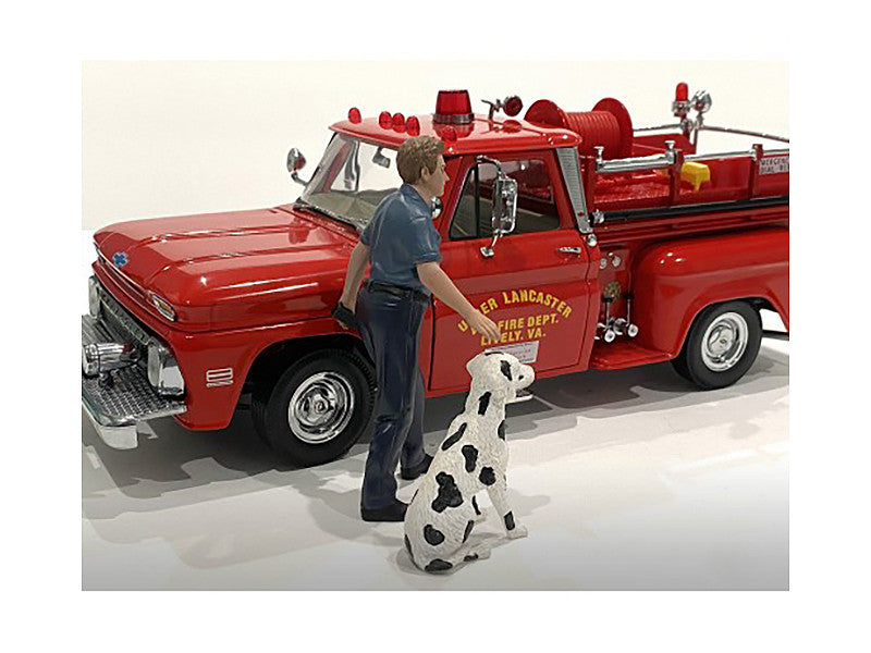 "Firefighters" Fire Dog Training Figures (Trainer and Dog) for 1/24 Scale Models by American Diorama-2