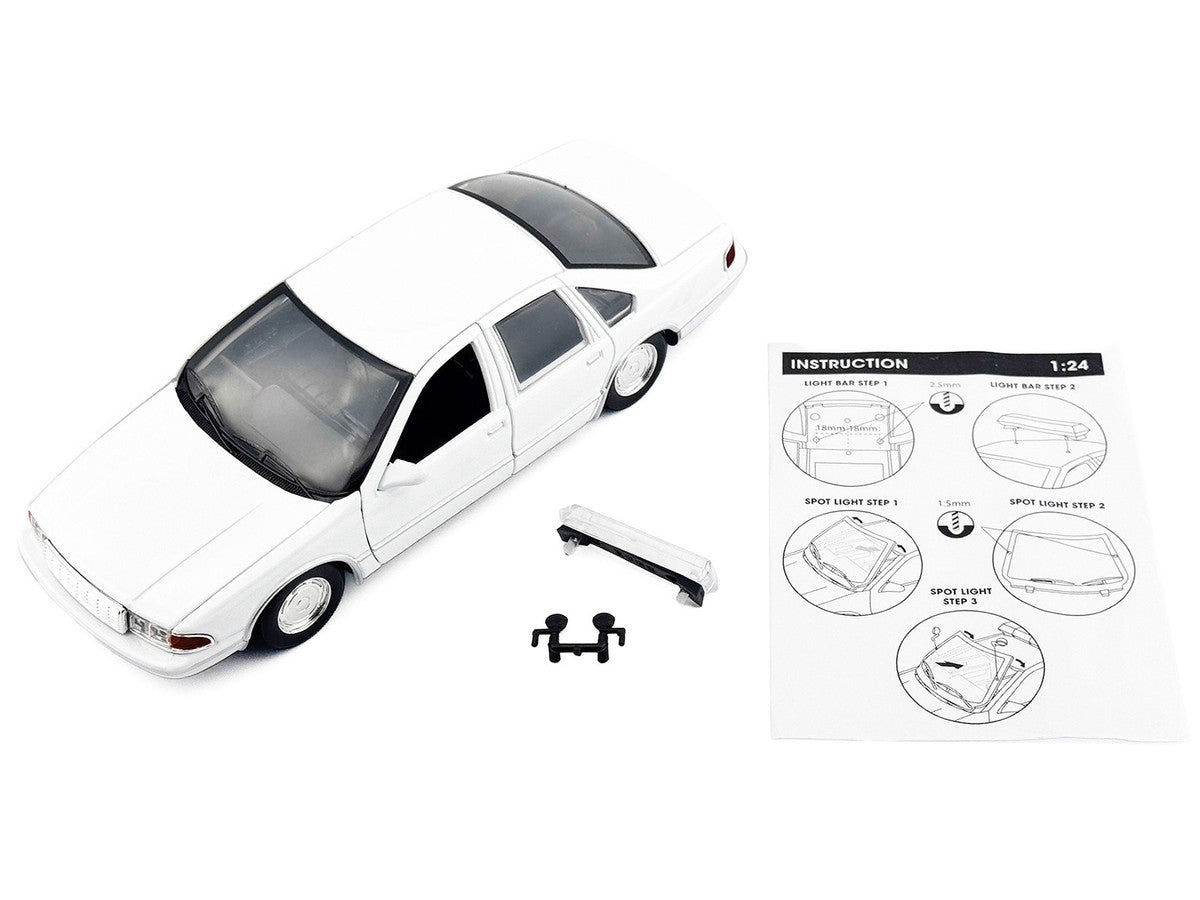 1993 Chevrolet Caprice Police Car Unmarked White "Custom Builder's Kit" Series 1/24 Diecast Model Car by Motormax-1