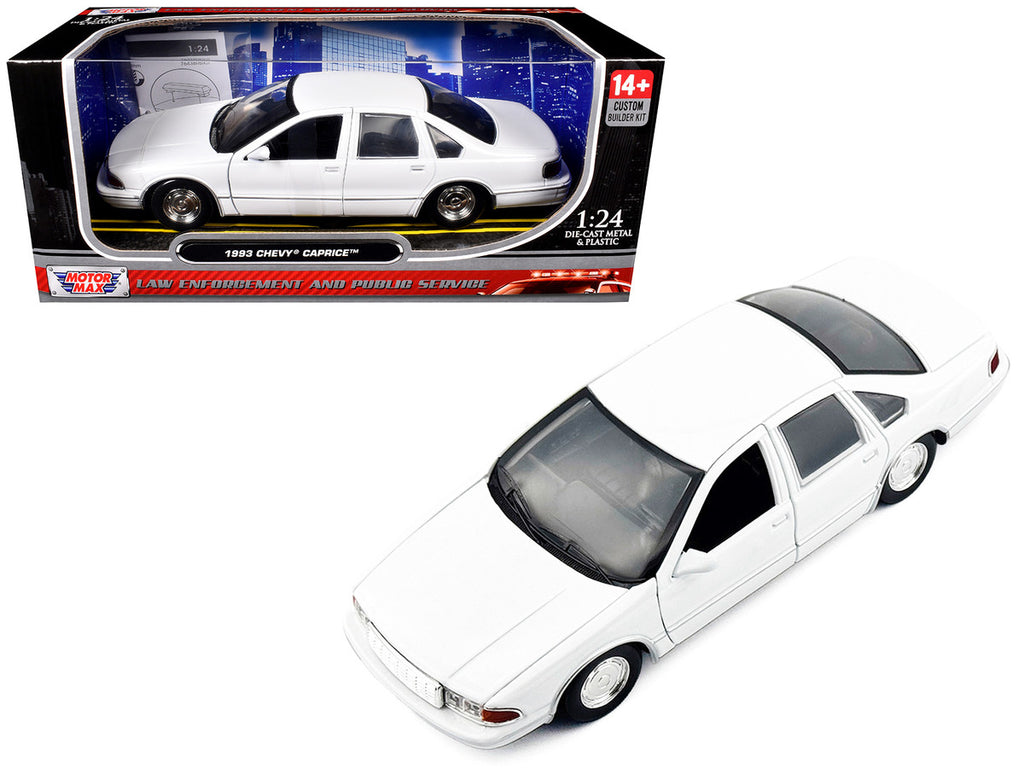 1993 Chevrolet Caprice Police Car Unmarked White "Custom Builder's Kit" Series 1/24 Diecast Model Car by Motormax-2