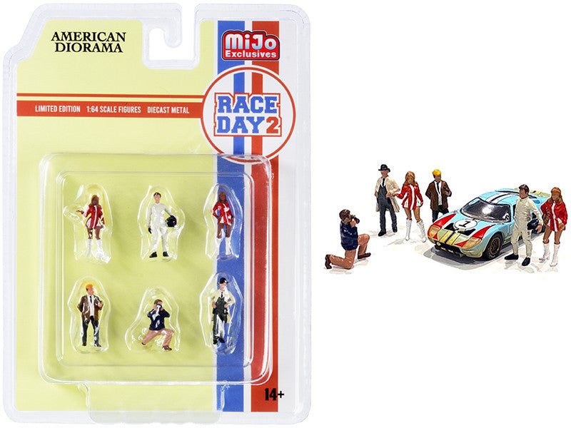 "Race Day 2" 6 piece Diecast Figurine Set for 1/64 Scale Models by American Diorama-0