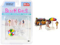 "Beach Girls" 5 piece Diecast Set (3 Figurines 1 Beach Chaise and 1 Beach Umbrella) for 1/64 Scale Models by American Diorama-0