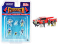 "Firefighter II" 6 piece Diecast Set (4 Figurines 1 Dog and 1 Accessory) for 1/64 Scale Models by American Diorama-0