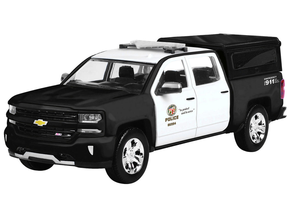 2017 Chevrolet Silverado 1500 LT Z71 Crew Cab Pickup Truck "Los Angeles Police Department" Black and White "Law Enforcement and Public Service" Series 1/24-1/27 Diecast Model Car by Motormax-1