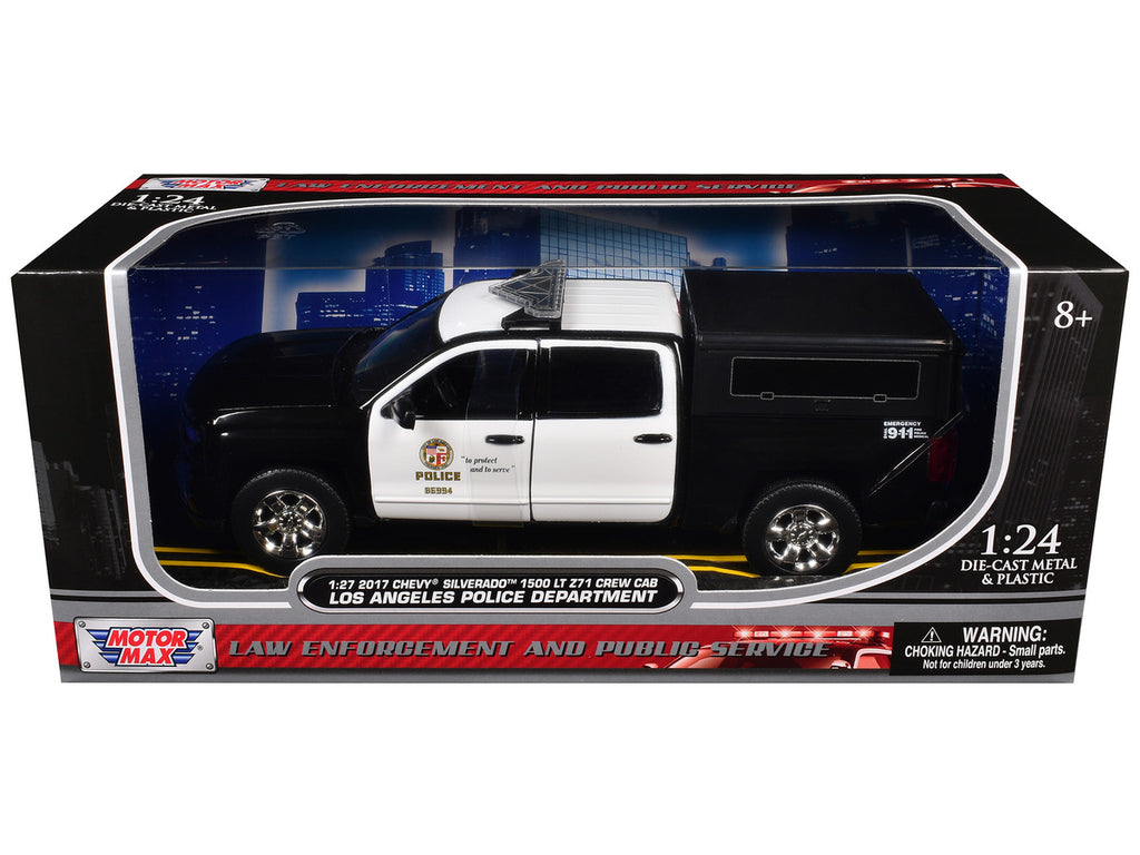 2017 Chevrolet Silverado 1500 LT Z71 Crew Cab Pickup Truck "Los Angeles Police Department" Black and White "Law Enforcement and Public Service" Series 1/24-1/27 Diecast Model Car by Motormax-2