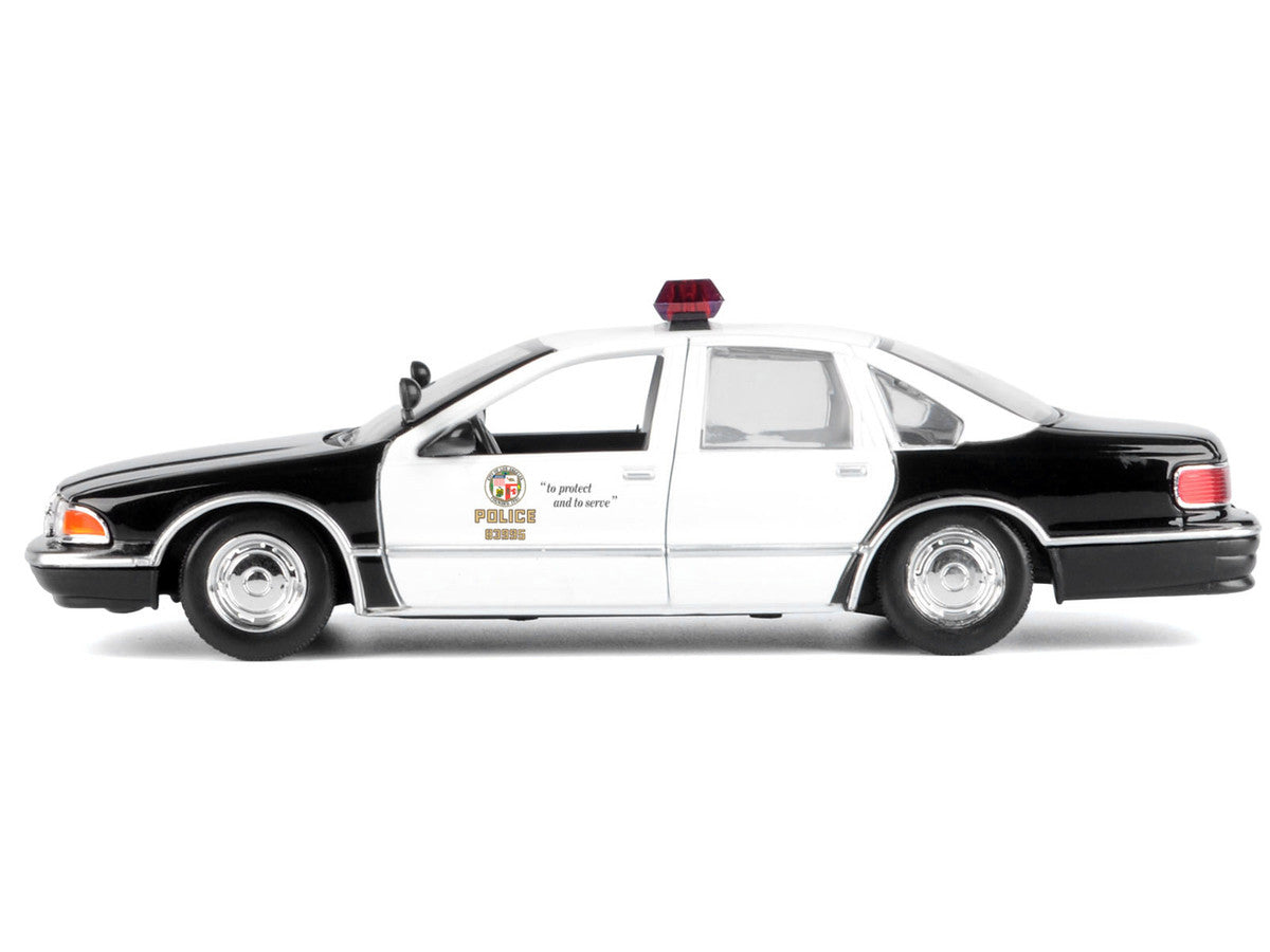 1993 Chevrolet Caprice Police Car "LAPD (Los Angeles Police Department)" Black and White "Law Enforcement and Public Service" Series 1/24 Diecast Model Car by Motormax-0