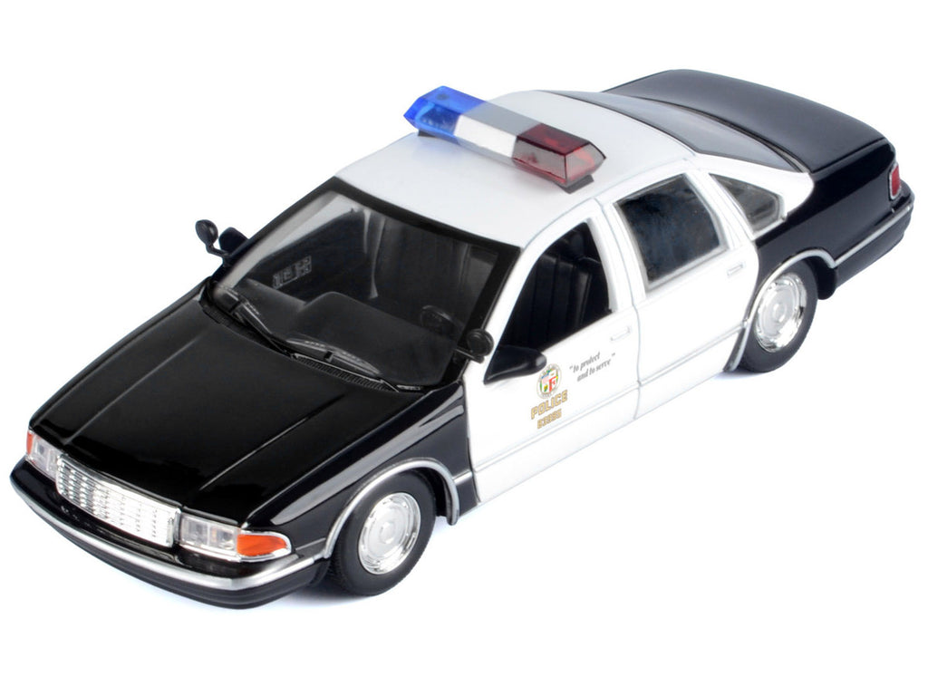 1993 Chevrolet Caprice Police Car "LAPD (Los Angeles Police Department)" Black and White "Law Enforcement and Public Service" Series 1/24 Diecast Model Car by Motormax-1
