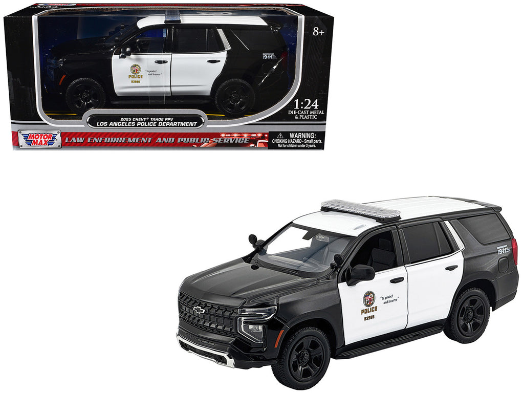 2025 Chevrolet Tahoe Police Pursuit Vehicle "Los Angeles Police Department (LAPD)" Black and White "Law Enforcement and Public Service" Series 1/24 Diecast Model Car by Motormax-4