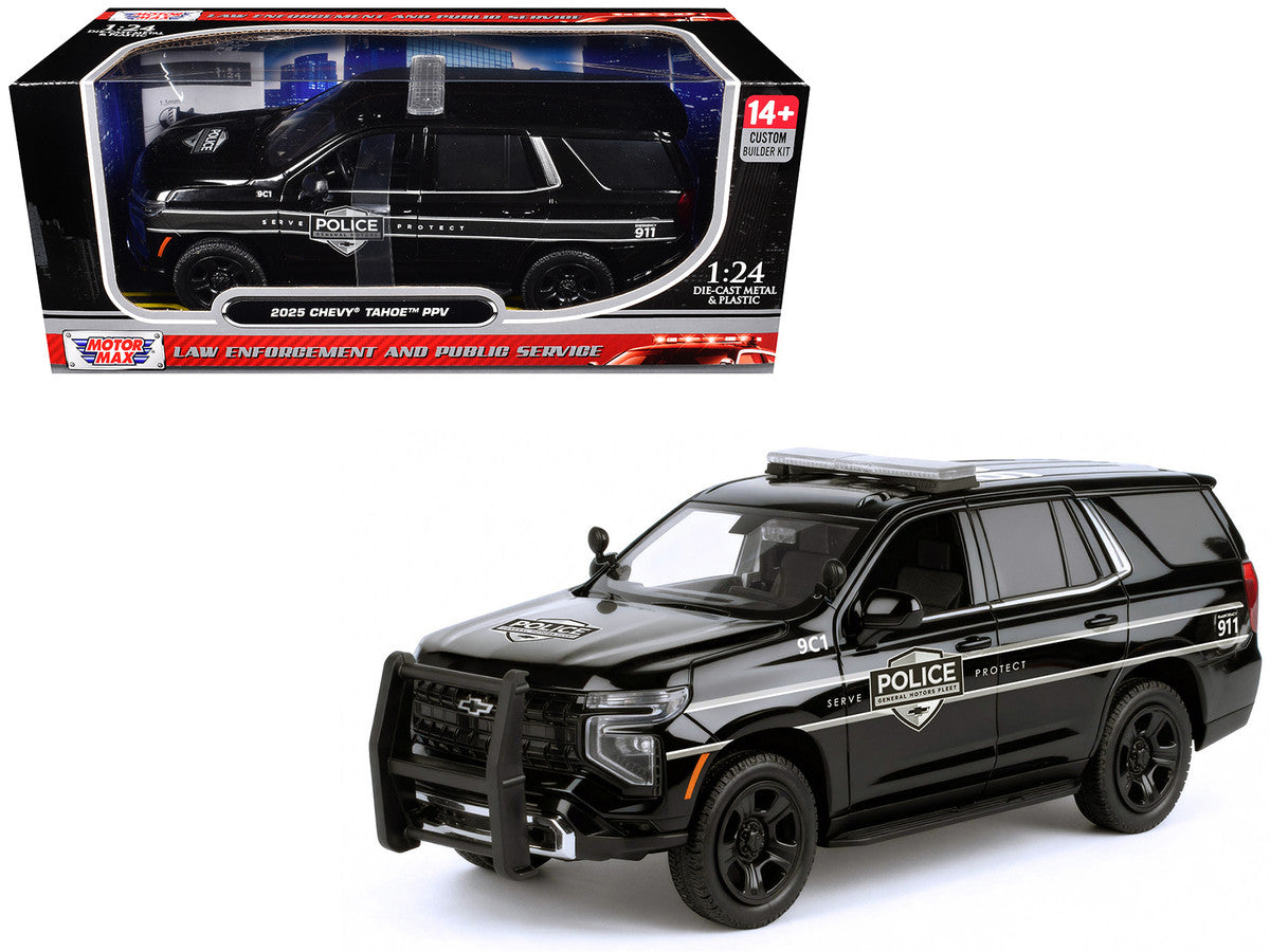 2025 Chevrolet Tahoe PPV "General Motors Police" Black "Custom Builder's Kit - Law Enforcement and Public Service" Series 1/24 Diecast Model Car by Motormax-4