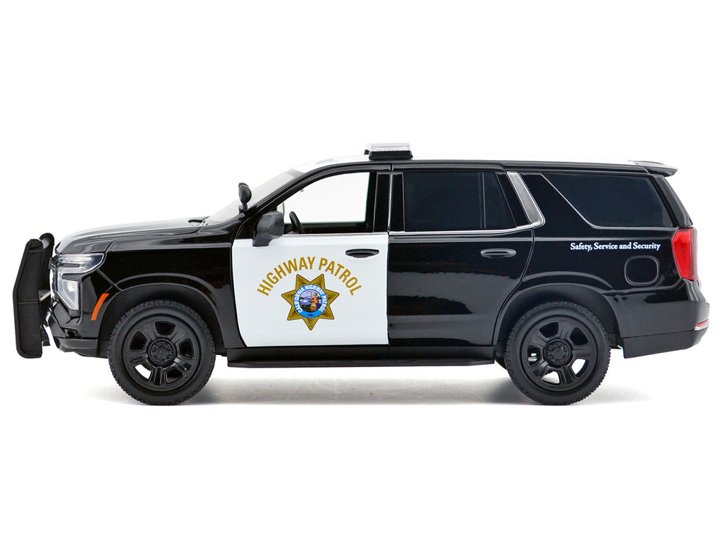 2025 Chevrolet Tahoe Police Pursuit Vehicle "California Highway Patrol" Black and White "Law Enforcement and Public Service" Series 1/24 Diecast Model Car by Motormax-1