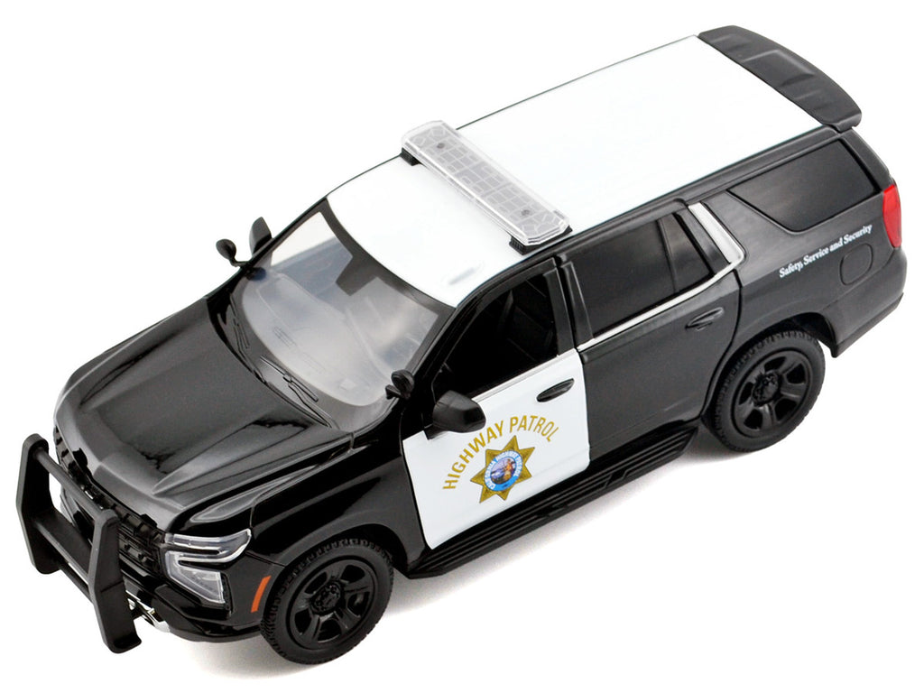 2025 Chevrolet Tahoe Police Pursuit Vehicle "California Highway Patrol" Black and White "Law Enforcement and Public Service" Series 1/24 Diecast Model Car by Motormax-0