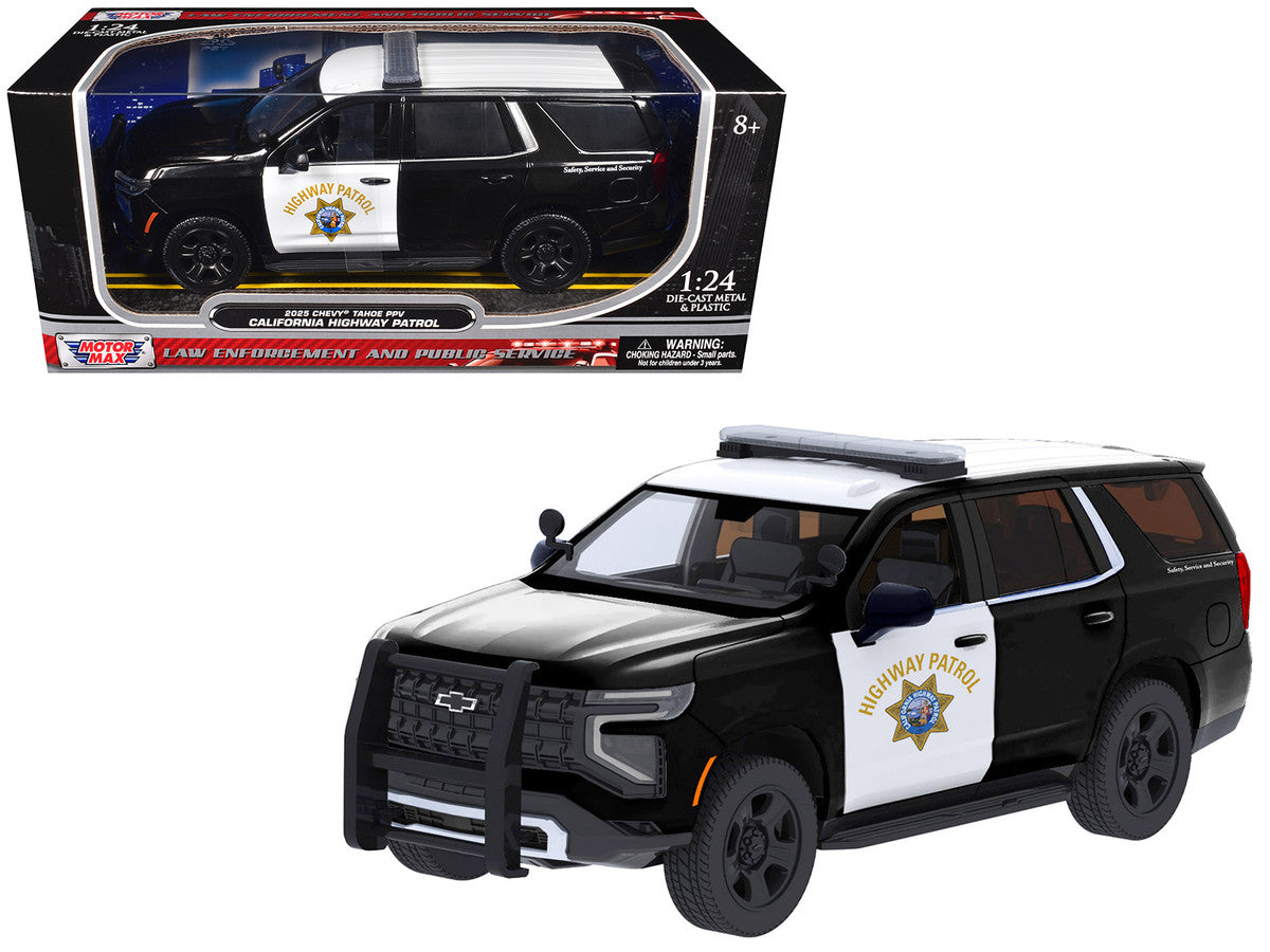 2025 Chevrolet Tahoe Police Pursuit Vehicle "California Highway Patrol" Black and White "Law Enforcement and Public Service" Series 1/24 Diecast Model Car by Motormax-4
