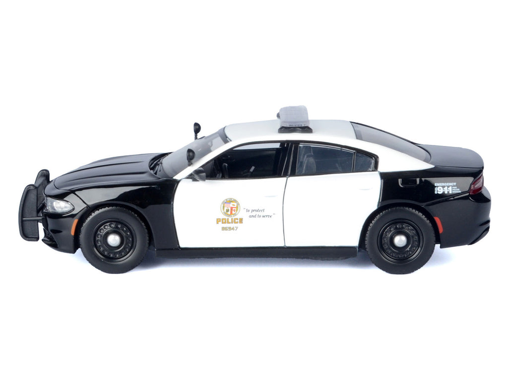2023 Dodge Charger Pursuit Police Car "LAPD (Los Angeles Police Department)" Black and White "Law Enforcement and Public Service" Series 1/24 Diecast Model Car by Motormax-0
