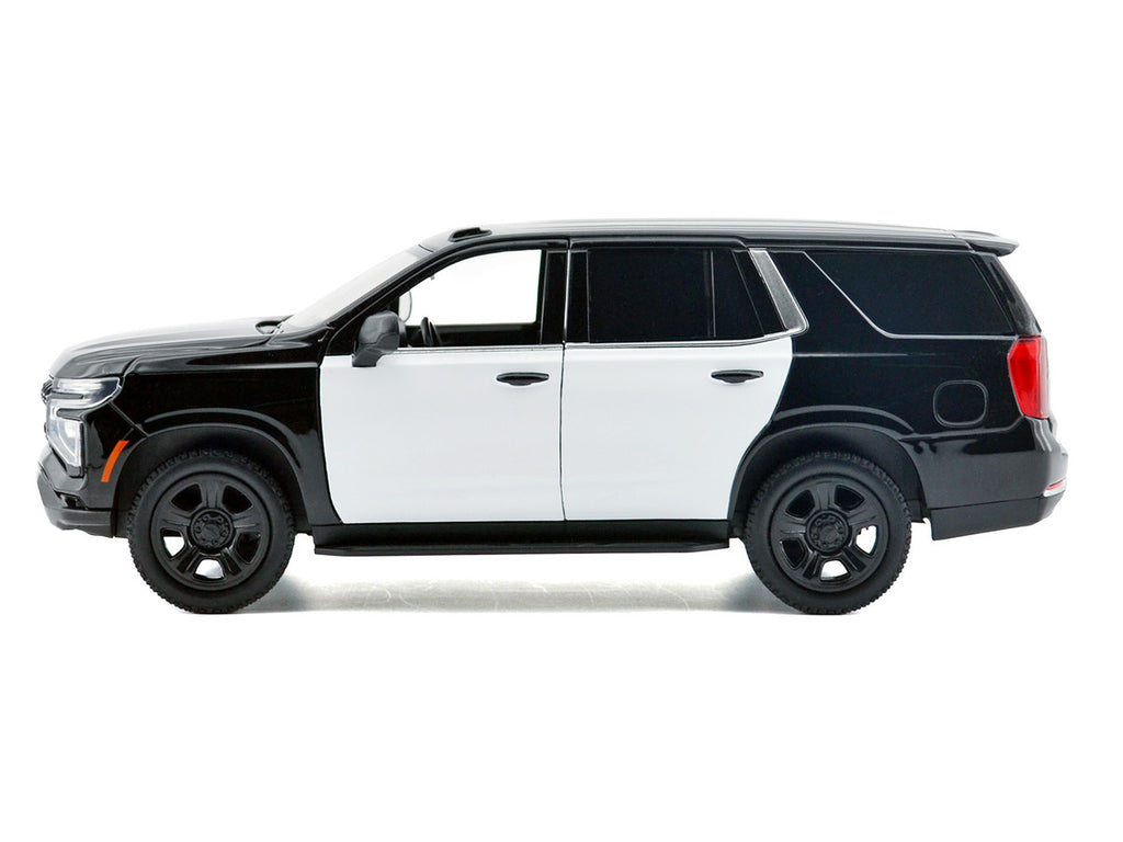 2025 Chevrolet Tahoe PPV Black and White "Custom Builder's Kit - Law Enforcement and Public Service" Series 1/24 Diecast Model Car by Motormax-1