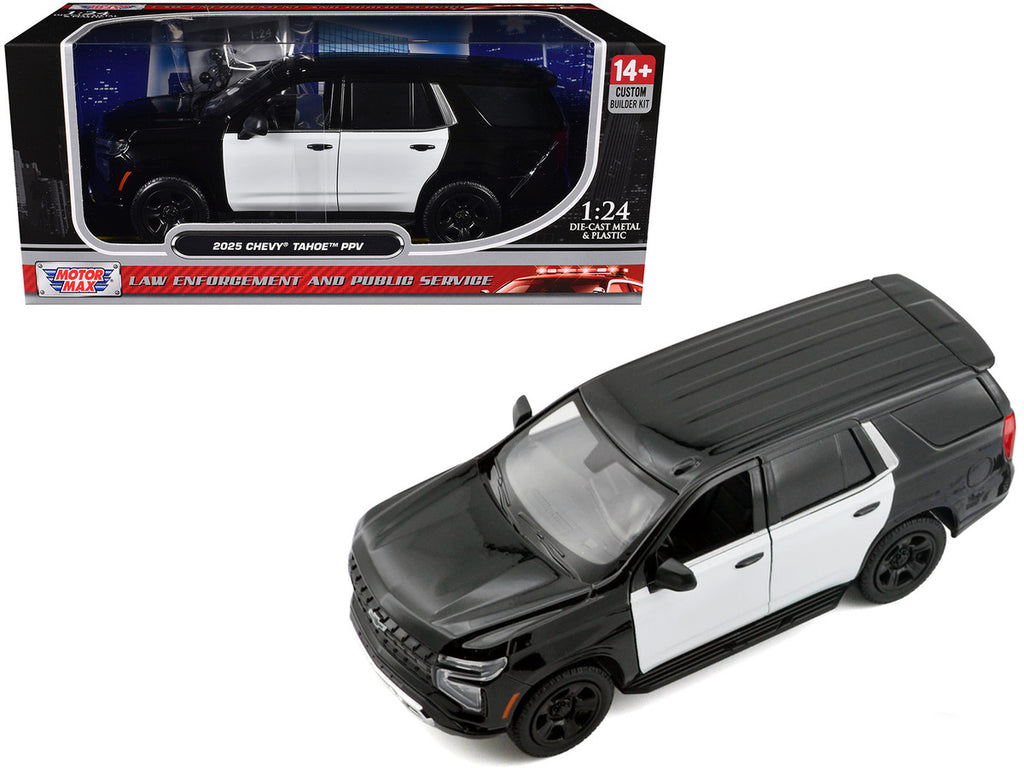 2025 Chevrolet Tahoe PPV Black and White "Custom Builder's Kit - Law Enforcement and Public Service" Series 1/24 Diecast Model Car by Motormax-4