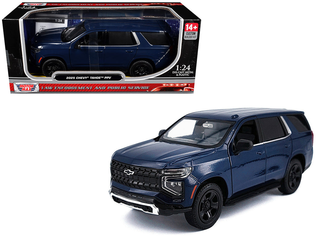 2025 Chevrolet Tahoe PPV Dark Blue "Custom Builder's Kit - Law Enforcement and Public Service" Series 1/24 Diecast Model Car by Motormax-4