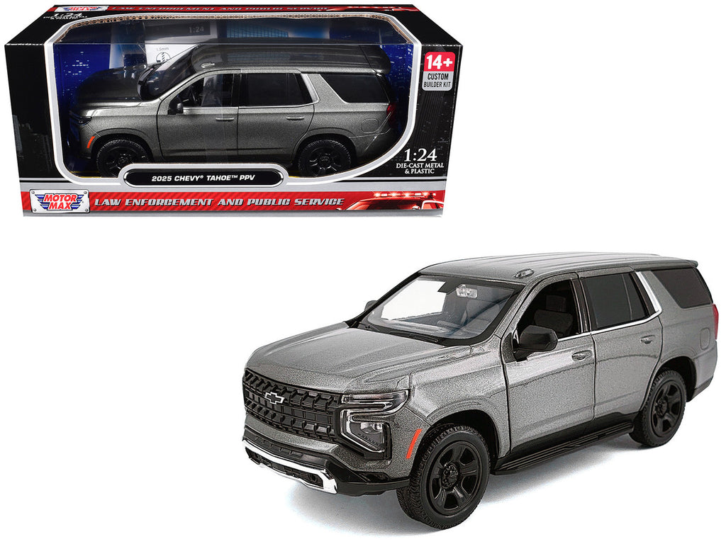 2025 Chevrolet Tahoe PPV Dark Gray Metallic "Custom Builder's Kit - Law Enforcement and Public Service" 1/24 Diecast Model Car by Motormax-4
